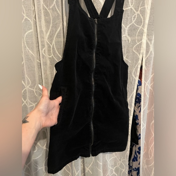 Forever 21 corduroy zipper suspended jumper skirt / dress with pockets L - NWOT - Picture 2 of 10